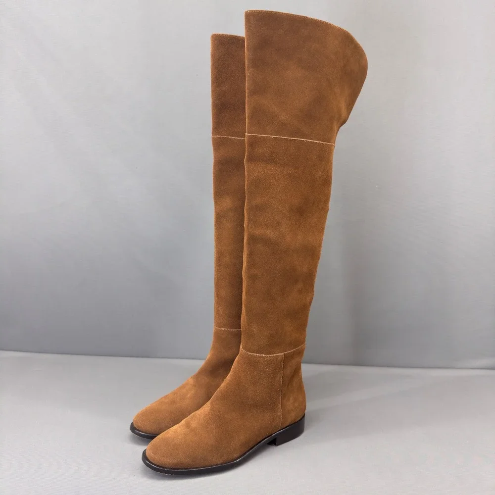 J.Crew Suede Over The Knee Boots‎ Cognac Brown Women's Size 7.5